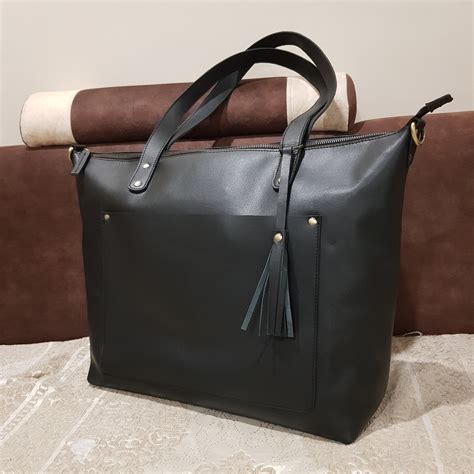 Black Extra Large Leather Handbag 